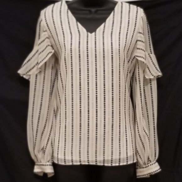 CK Ruffled-Sleeve Blouse - Picture 1 of 8